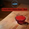 2 Inches Mini Glass Diya - Red
