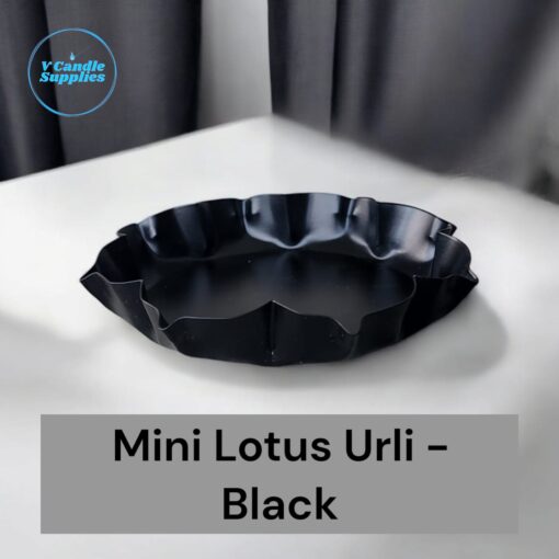 4 inch Mini Lotus Metal Urli For Making Luxury Candles - Black Color