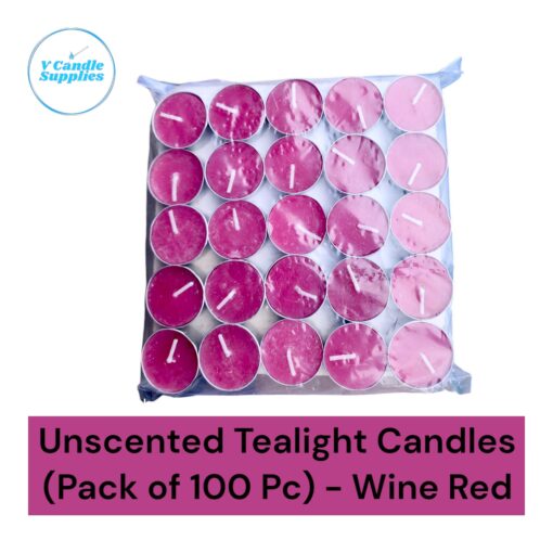 Unscented Tealight Candle - Red Wine Color | Smokeless | Pack Of 50 Pieces | Bulk Order | 37mm * 12mm | Wholesale Price