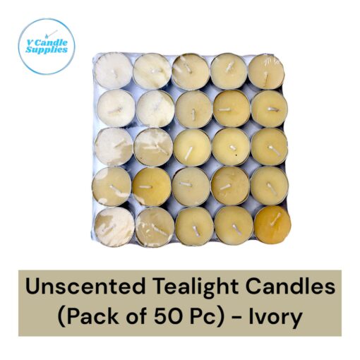 Unscented Tealight Candle - Ivory Color | Smokeless | Pack Of 50 Pieces | Bulk Order | 37mm * 12mm | Wholesale Price