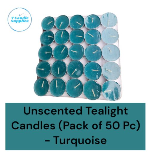 Unscented Tealight Candle - Turquoise Color | Smokeless | Pack Of 50 Pieces | Bulk Order | 37mm * 12mm | Wholesale Price