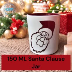 150 ML Santa Claus Face Glass Jar For Candle Making, Christmas Theme Candle Jars, Decorative Candle Jar, Santa Claus Candle