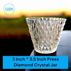 3 Inch * 3.5 Inch Press Diamond Crystal Jar for Making Candle - Transparent