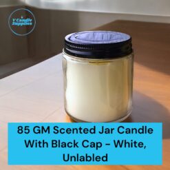 85 GM White Scented Jar Candle in Transparent Jar With Black Cap - Set of 10 Pc | Smokeless | Unlabeled | Bulk Order | Wholesale Price