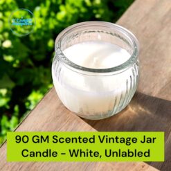 90 GM White Scented Jar Candle in Round Vintage Jar - Set of 10 Pc | Smokeless | Unlabeled | Bulk Order | Wholesale Price