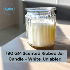 190 GM White Scented Jar Candle in Ribbed Jar - Set of 10 Pc | Smokeless | Unlabeled | Bulk Order | Wholesale Price