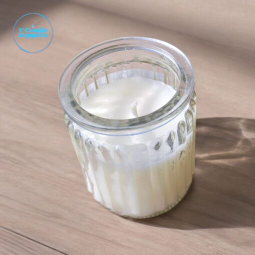 190 GM White Scented Jar Candle in Ribbed Jar - Set of 10 Pc | Smokeless | Unlabeled | Bulk Order | Wholesale Price