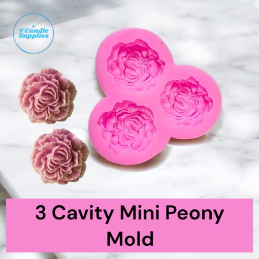 3 Cavity Mini Peony Silicon Mold For Making Candles