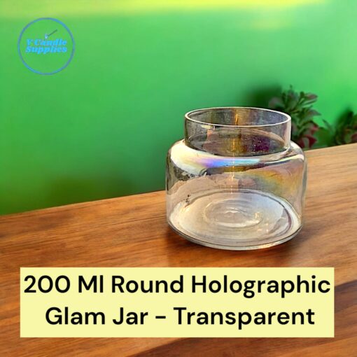 200 Ml Round Holographic Glam Jar - Transparent