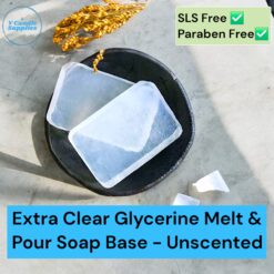 Extra Clear Glycerin Soap Base - Unscented | Extra Transparent Premium Melt And Pour Soap Base For Making Soaps (SLS & Paraben Free)