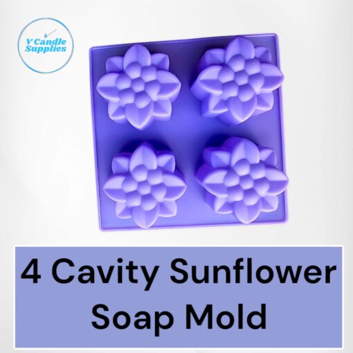 4 Cavity Flower Shaped Soap Silicone Mold