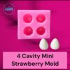 4 Cavity Mini Strawberry Mold | Silicone Mold For Making Candles