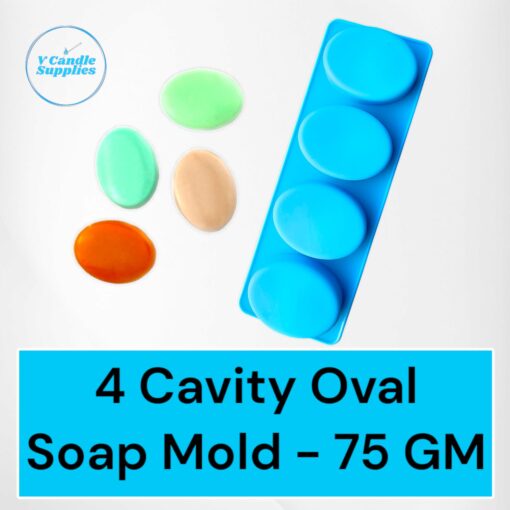 4 Cavity Oval Shaped Soap Making Silicon Mold