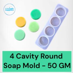 4 Cavity Round Shape Silicon Mold for Soap Making