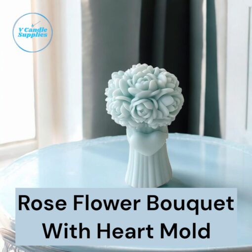 Rose Flower Bouquet With Heart Silicon Mold For Making Candles