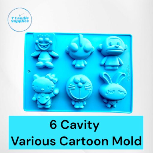 6 Cavity Various Cartoon Mold | Silicon Mold For Making Candle & Melt And Pour Soaps