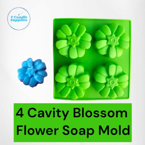 4 Cavity Blossom Flower Soap Mold - | Melt & Pour Soap Making Molds