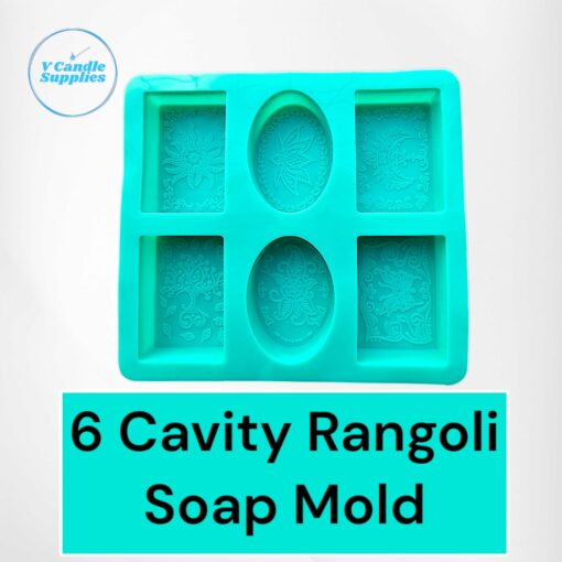 6 Cavity Rangoli Pattern Soap Mold | Melt & Pour Soap Making Molds