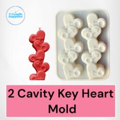 2 Cavity Key Heart Mold | Silicon Mold For Candle Making