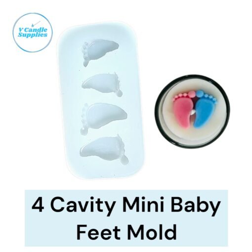 4 Cavity Mini Baby Feet Candle Mold | Silicone Mold For Making Candles 4 Cavity Mini Baby Feet Candle Mold | Silicone Mold For Making Candles