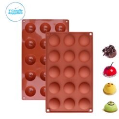 15 Cavity Round Silicone Mold for Candle Making, Rasgulla Candle & Rasmalai Candles Making, Wholesale