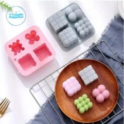 4 Cavity Mini Cube Mold (Different Designs) | Silicon Mold For Making Candles