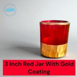 3 Inch Red Glass Jar with Gold Coating – Luxury Candle Container