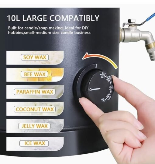 10 Liter Wax Melter with Tap – New Wide & Compact Design | Wax Melter by V Candle Supplies 10 Liter Wax Melter with Tap – New Wide & Compact Design | Wax Melter by V Candle Supplies