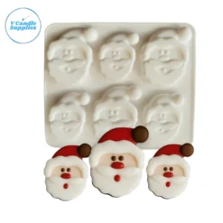 6 Cavity Silicone Santa Face Mold Silicone Molds for Candle, Chocolate, Resin, Soap & Plaster Crafting
