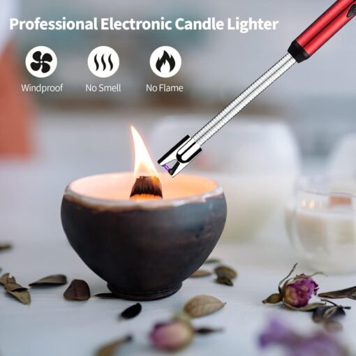 Rechargeable Electric Arc Lighter With LED Display & Long Flexible Neck | Electric Arc Lighter By V Candle Supplies