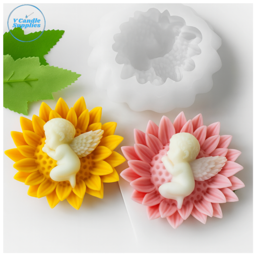 Baby Angel's Sunflower Embrace - VC028 | Silicone Molds For Candle, Resin, Soap & Plaster Crafting