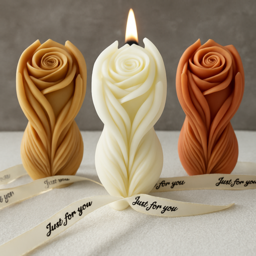 Demure Rose Body Pillar Mold – VC031 Silicone Molds for Candle, Resin, Soap & Plaster Crafting