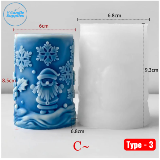 Christmas Pillar Candle Silicone Mold- (Four Variations) – VC095, VC096, VC097, VC098 _ Silicone Molds For Candle, Resin, Soap & Plaster Crafting (3) Christmas Pillar Candle Silicone Mold- (Four Variations) – VC095, VC096, VC097, VC098 _ Silicone Molds For Candle, Resin, Soap & Plaster Crafting (3)