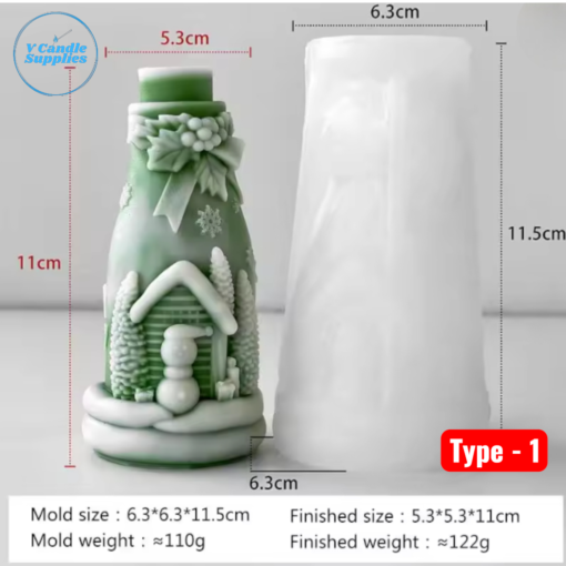 DIY 3D Christmas Bottle Mold (Three Variations) – VC092, DIY 3D Christmas Bottle Mold (Three Variations) – VC092, VC093, VC094 | Silicone Molds For Candle, Resin, Soap & Plaster Crafting