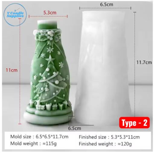 DIY 3D Christmas Bottle Mold (Three Variations) – VC093 DIY 3D Christmas Bottle Mold (Three Variations) – VC092, VC093, VC094 | Silicone Molds For Candle, Resin, Soap & Plaster Crafting