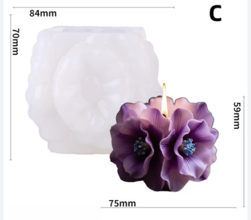 3D Ruffle Flower Cube Mold - VC108 _ Silicone Molds For Candle, Resin, Soap & Plaster Crafting