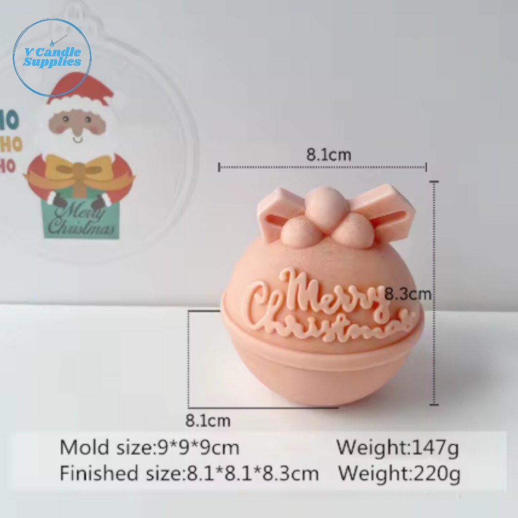 Merry Christmas Ball Silicone Mold – VSM0093 | Silicone Molds For Candle Making, Resin, & Plaster Crafts