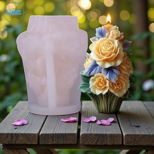 3D Rose Bouquet Candle Mold – GK48 Silicone Mold for Candle Making, Resin, Soap & Plaster Crafts