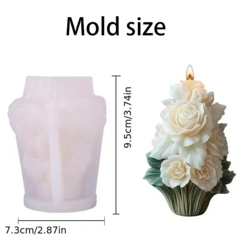 3D Rose Bouquet Candle Mold – GK48 Silicone Mold for Candle Making, Resin, Soap & Plaster Crafts