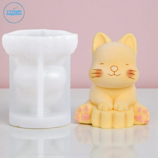 Cute Sitting Cat Silicon Mold - GK02 Cute Sitting Cat Silicon Mold - GK02 | Silicone Molds For Candle Making, Resin, & Plaster Crafts