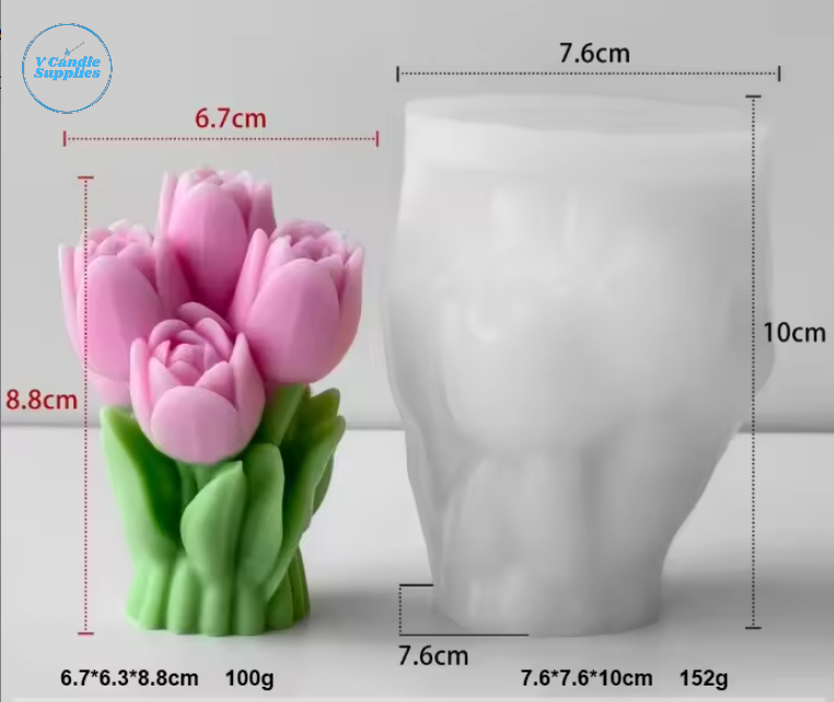 Tulip Bloom Bouquet Candle Mold – J5271| Silicone Molds For Candle Making, Resin, & Plaster Crafts