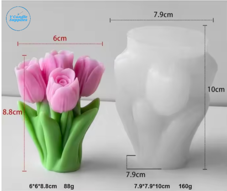 Tulip Petal Bouquet Candle Mold – J5273| Silicone Molds For Candle Making, Resin, & Plaster Crafts