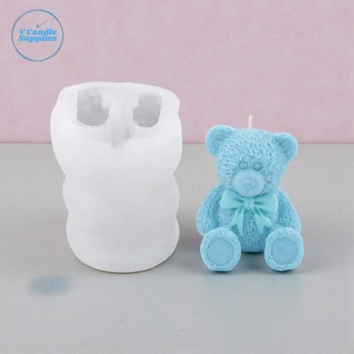 Mini Teddy Bear With Bow Candle Mold - GK09 | Silicone Molds For Candle Making, Resin, & Plaster Crafts Mini Teddy Bear With Bow Candle Mold - GK09 | Silicone Molds For Candle Making, Resin, & Plaster Crafts