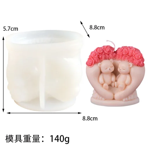 Teddy Bear Couple Heart Candle Mold โ GK146 Silicone Mold for Candle Making, Resin, Soap & Plaster Crafts Teddy Bear Couple Heart Candle Mold โ GK146 Silicone Mold for Candle Making, Resin, Soap & Plaster Crafts