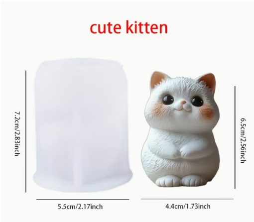 3D Big Eyed Cute Kitten Candle Mold- GK81