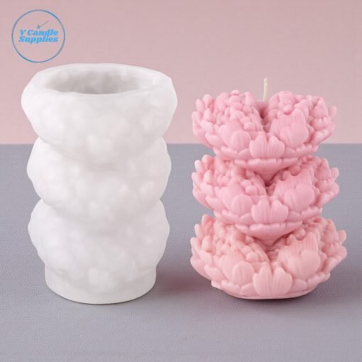 Stacked Heart Rose Candle Mold - GK-SR289 | Silicone Molds For Candle Making, Resin, & Plaster Crafts