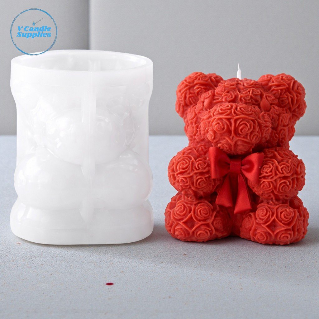 Teddy Bear Rose Candle Mold – GK172| Silicone Molds For Candle Making, Resin, & Plaster Crafts