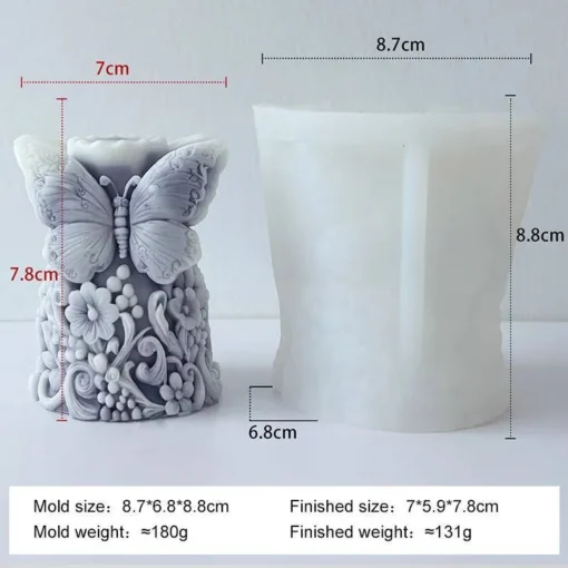 Butterfly Flower Pillar Silicon Mold - GK- RS-337 | Silicone Molds For Candle Making, Resin, & Plaster Craft