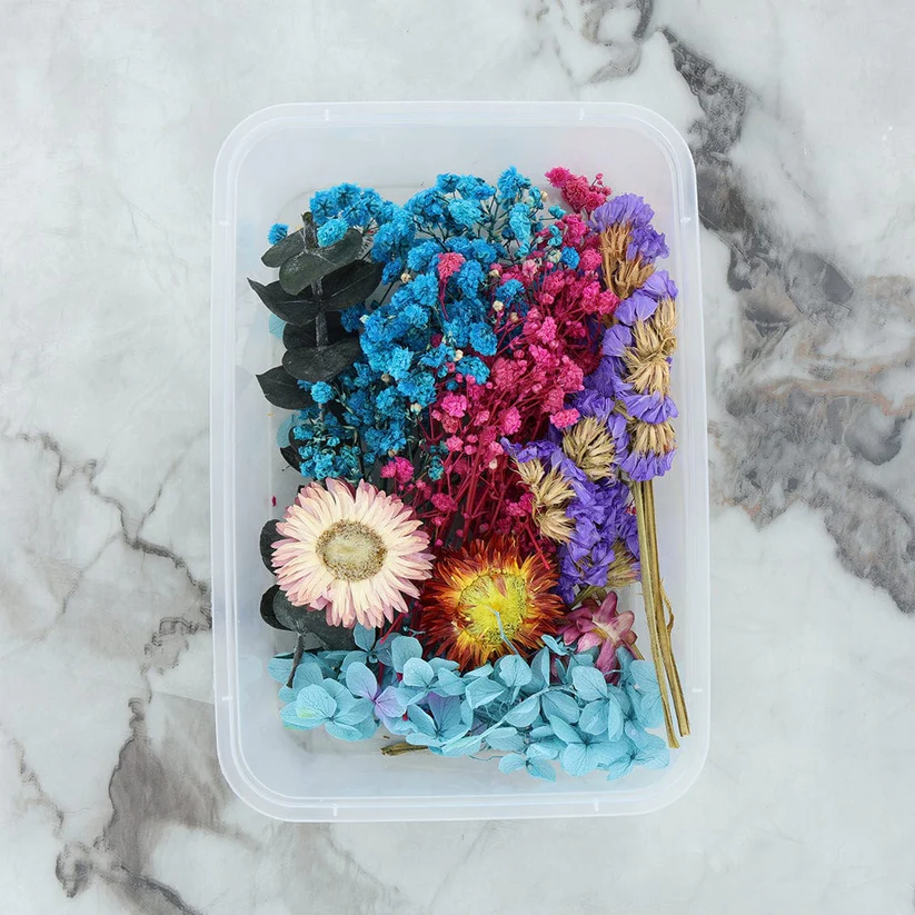 3D Dry Flower Box Random Colour | Dried Flower For Candle Making, Bath Salt, Soap, Scented Sachet, Perfumes, and Potpourris By V Candle Supplies
