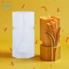 Geometrical Pillar With Rose Silicon Mold - GK-RS-346 | Silicone Molds For Candle Making, Resin, & Plaster Craft